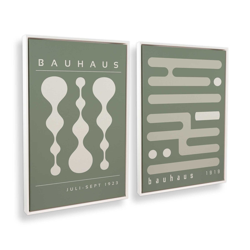 Ensemble rétro de 2 pièces Bauhaus, Cadre flottant blanc opaque, H 19 po x l 26 po