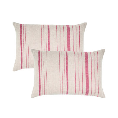 Housses de coussin décoratif à rayures 100% lin naturel