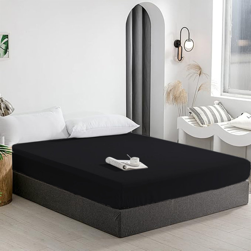 Merituuli 200 TC Microfiber 25cm Deep Fitted Sheets, Kingsize (5'), Black
