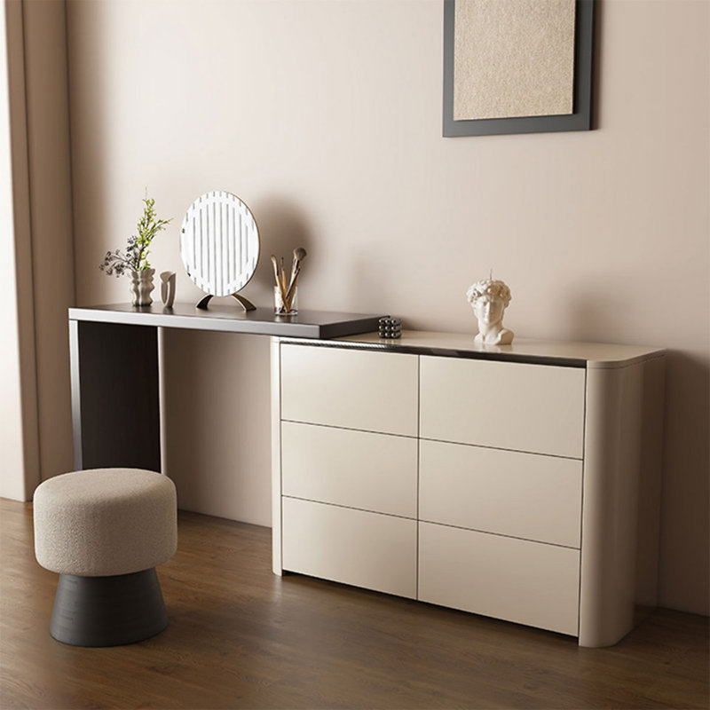 Coiffeuse avec miroir lumineux, 6 tiroirs, 1 chaise