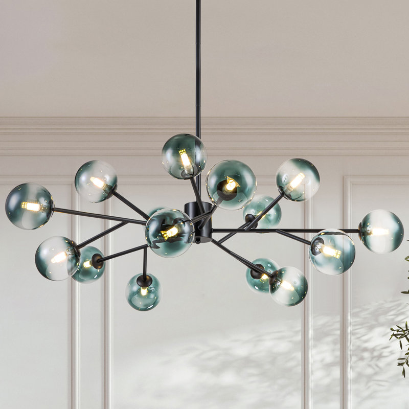 Ayaan 15 Light Sputnik Chandelier, Black