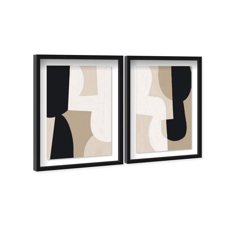 El Modernista Set Shadowbox Abstract Print by Oliver Gal, Black Frame, 10 x 15, 17.5"H x 25.5"W, Black Shadowbox
