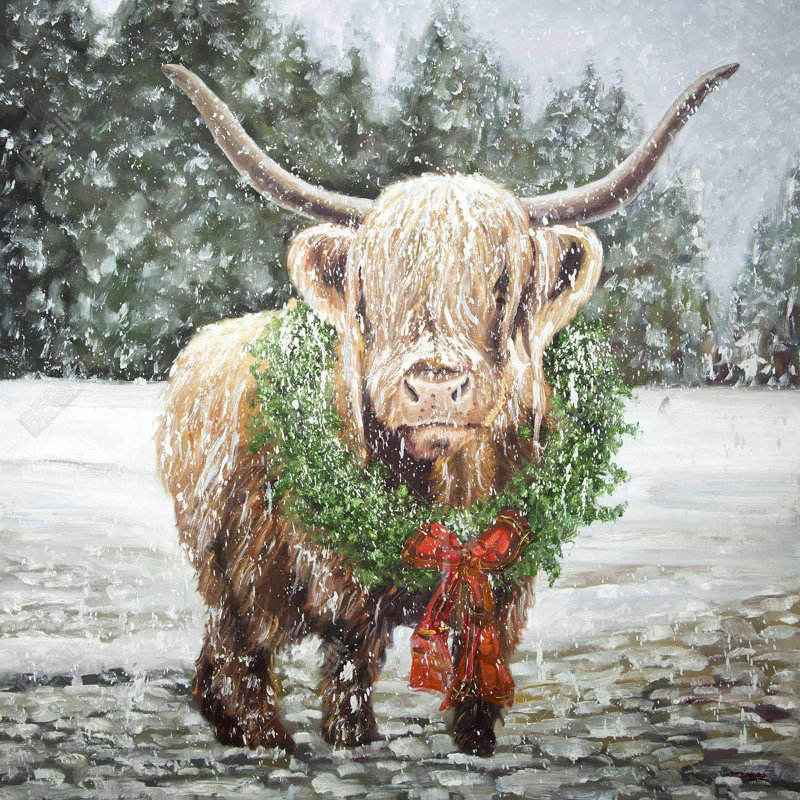 «Highland Christmas Cow» sur toile
