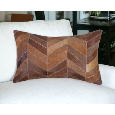 12" x 20" Chevron Cowhide Throw Pillow