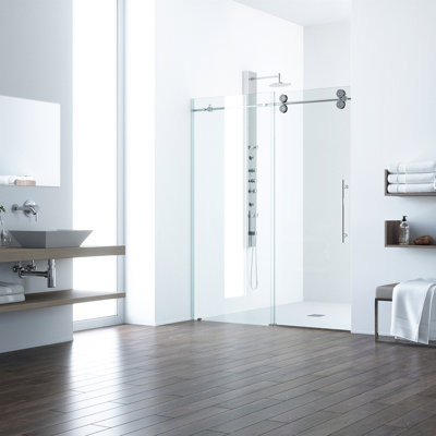Porte de douche coulissante sans cadre avec verre transparent 3/8 po l 48-52 po x H 74 po Elan