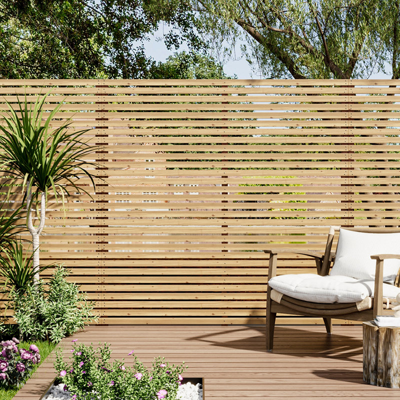 Castanon Garden Privacy Wood Fence Panels Included, 150cm H x 60cm W x 2cm D