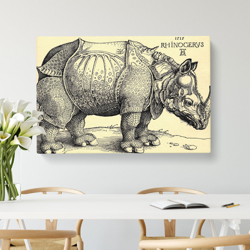 Rhinoceros by Albrecht Dürer - Wrapped Canvas Painting, 50cm H x 76cm W x 3cm D