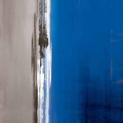 Blue Grey Line Block 1 Piece Wrapped Canvas Painting