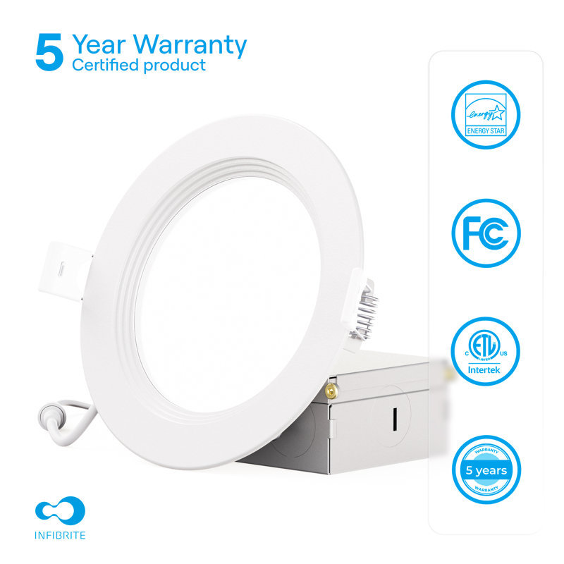 Ensemble de 4 lumières à DEL encastrées Infibrite Thin, Quatre pouces, Blanc, 5CCT