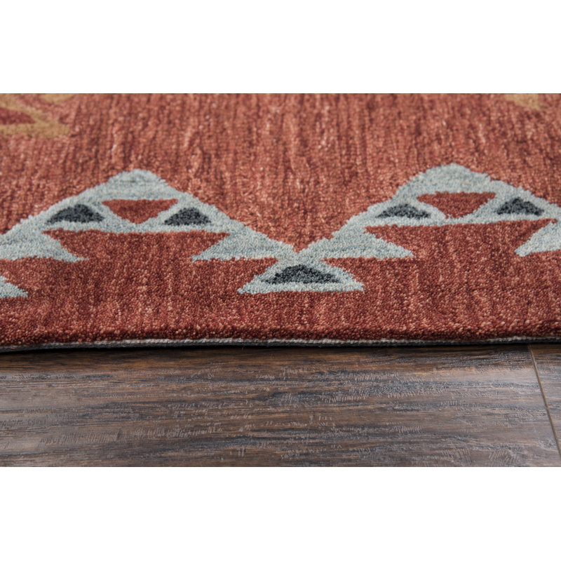 Tapis rouille en laine touffeté à la main Potts Southwestern, Rectangle 10 pi x 13 pi