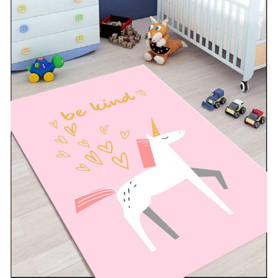 Tapis tissé à la machine rectangulaire en polyester rose / blanc Tomohon