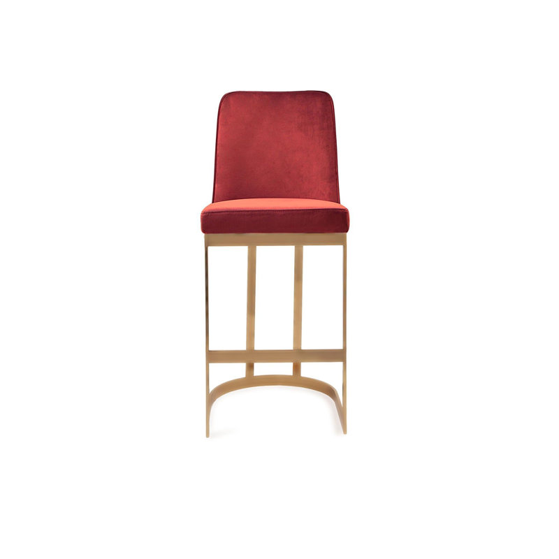 Tabouret de bar, Tabouret de comptoir (siège d'une hauteur de 27 p, Bourgogne / cadre doré