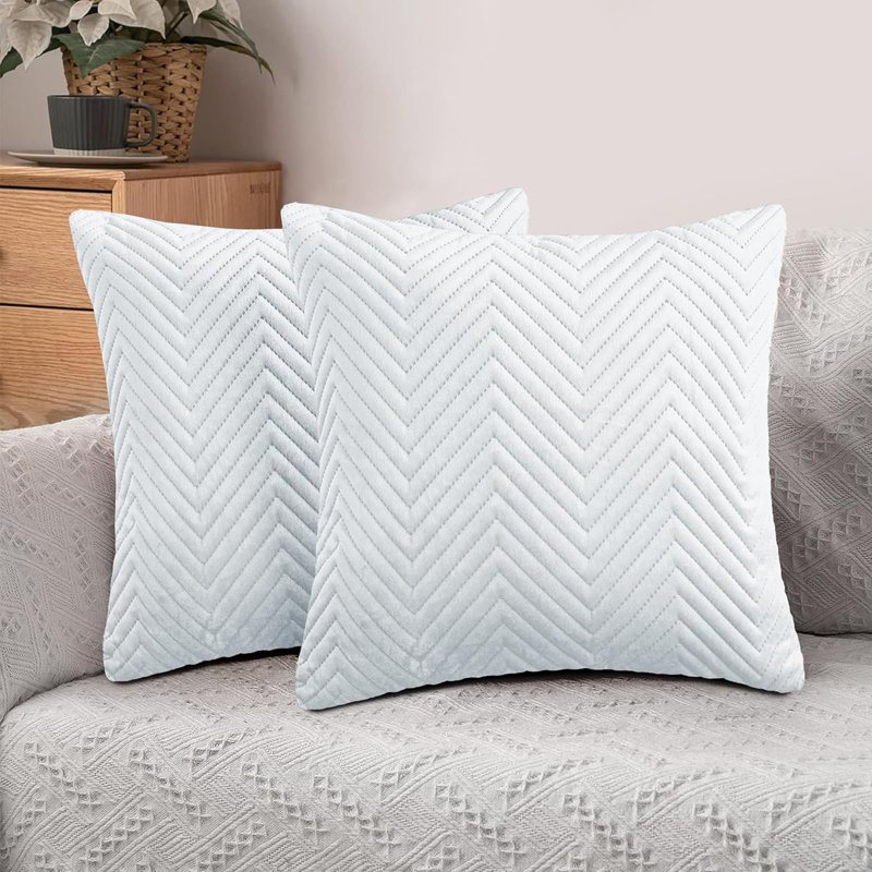 Ultra Soft Embossed Quilted Velvet Throw Cushion Covers for Sofa, Couch, & Bedroom Décor - Hidden Zipper, Machine Washable & Crushed Velvet