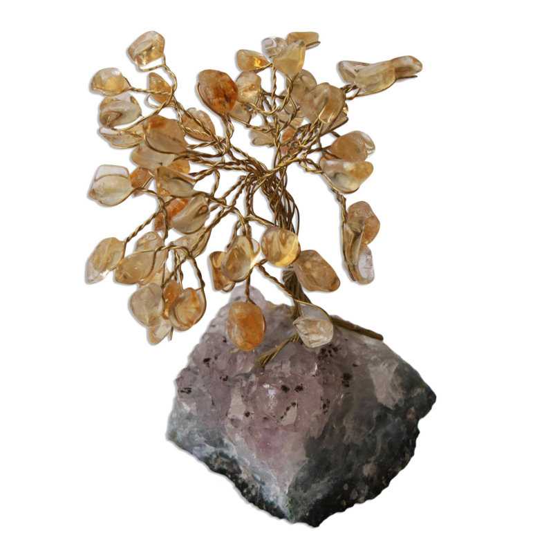 Mini sculpture de pierres précieuses Citrine feuilles