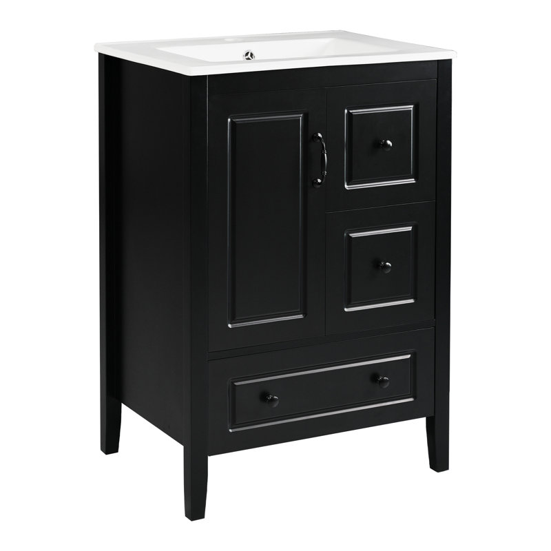 Meuble-lavabo de salle de bain avec lavabo, Noir