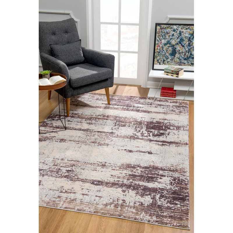 Rug Branch Terrana 7' x 10' (6'6" x 9'6") Violet/Beige Abstract Indoor Area Rug, Contemporary, Medium Pile, Stain-Resistant Carpet - Living Room, Bedroom, Dining Room, and Kitchen