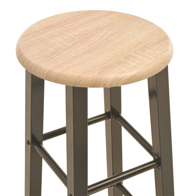 Damali Bar Stool with Steel Frame, Black, Brown