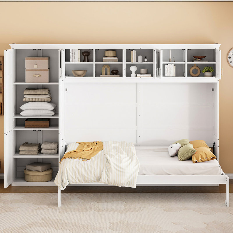 Grand lit avec commode intégrée et tiroirs de rangement intégrés