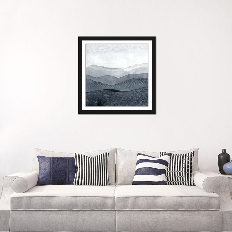 «Blustering Valley I», impression sur toile, Papier d'art encadré noir, H 16 po x l 16 po x P 1 po, Blanc