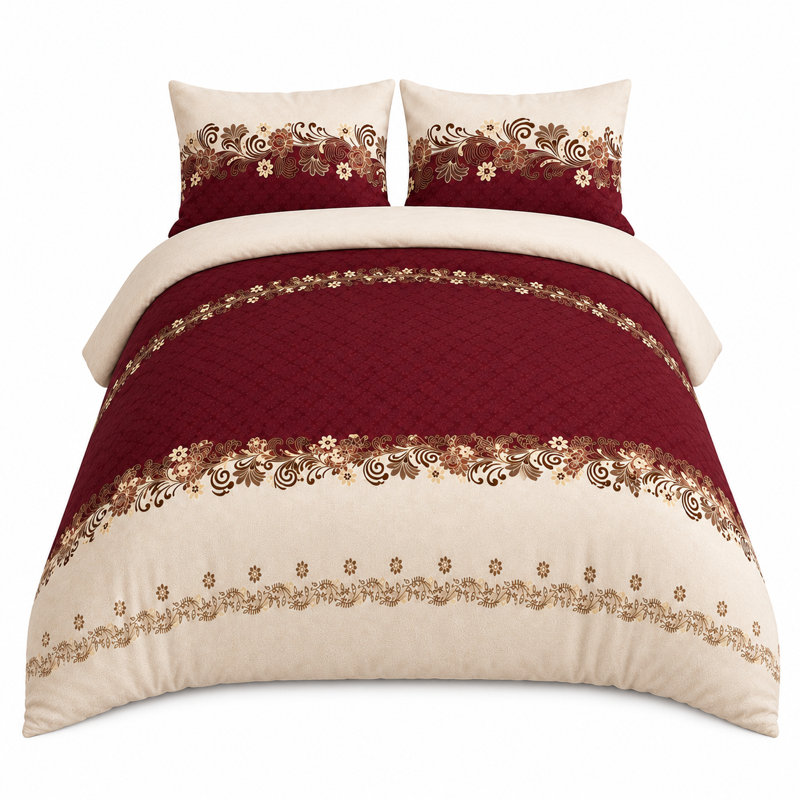 Microfiber Floral Duvet Cover Set, Double Duvet Cover + 3 Additional Pieces