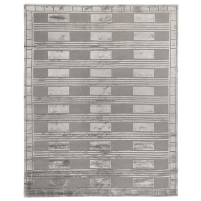 Metro-Velvet Striped Area Rug in Silver