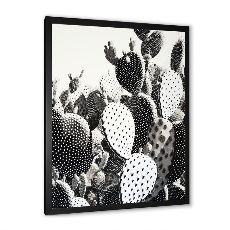 «Black White Minimalisme Cactus I» sur toile, H 44 po x l 34 po x P 1,5 po, Cadre simple noir