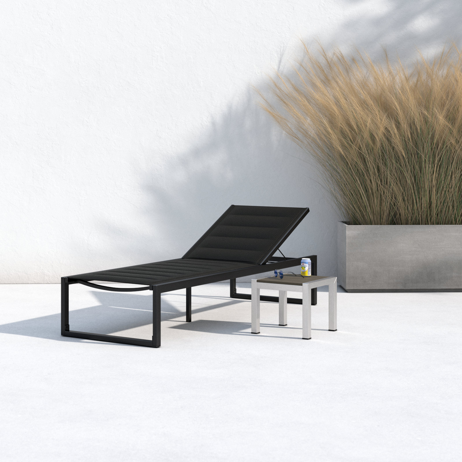 Armando 30" Patio Chaise Lounge, Black
