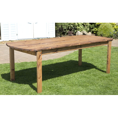 Rectangular Solid Wood Outdoor with Umbrella Hole Dining Table - 240 cm W 95 cm D
