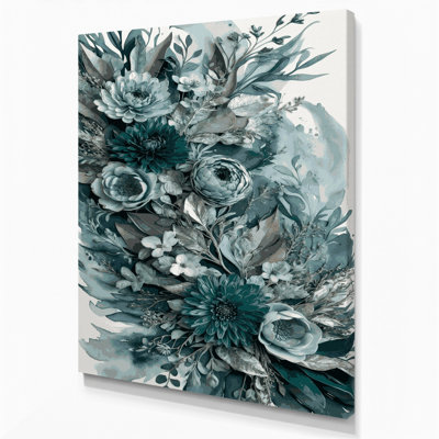 Aquarelle, art floral gris sur toile