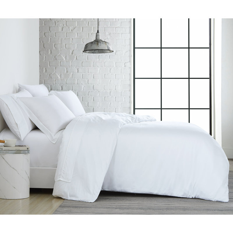 Mickinsey Rayon 2 Piece Duvet Cover Set, King Duvet Cover + 1 King Shams, White