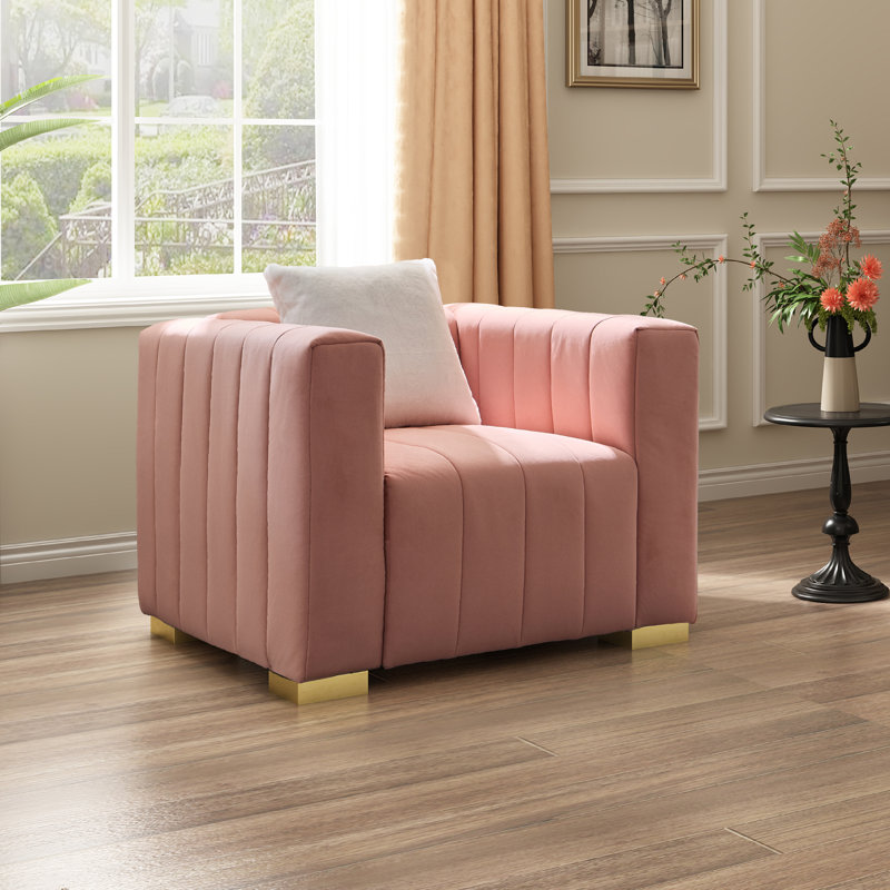 Fauteuil d'appoint 35,4 po, Rose, Doré