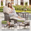 Ensemble de 2 repose-pieds d'extérieur en osier PE avec coussin pour la cour ou la terrasse