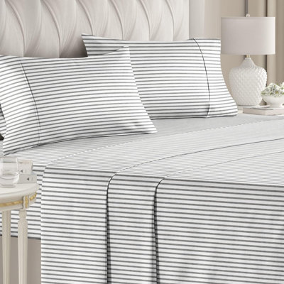 Striped Sheet Set, Cooling Bed Sheets, Soft & Wrinkle Free, Breathable Bedding