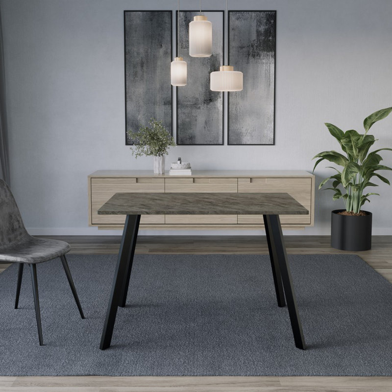 Metal Base Dining Table, Slate Grey