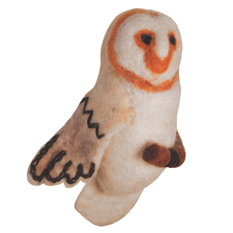 Figurine suspendue hibou de jardin en feutre