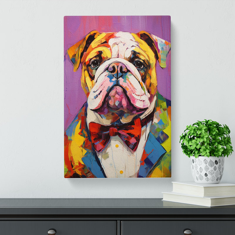 British Bulldog Expressionism No.2 - Wrapped Canvas, 60cm H x 40cm W x 3cm D
