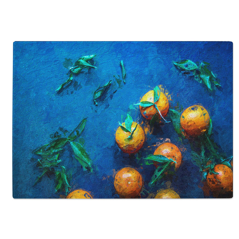 Glass Fresh Oranges Chopping Board, 39 cm W x 28.5 cm L
