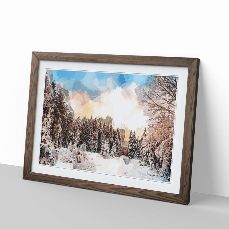 Winter White Forest in Sweden in Abstract - Picture Frame Graphic Art Print, Walnut, 35cm H x 50cm W x 2cm D
