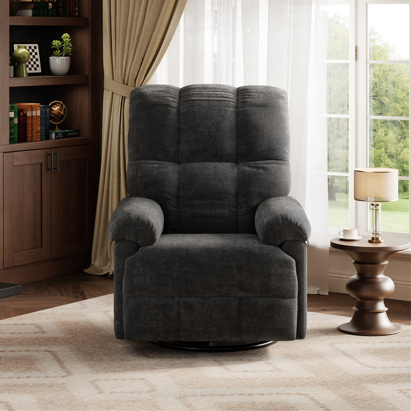 Fauteuil inclinable manuel, inclinable et pivotant en chenille, Noir