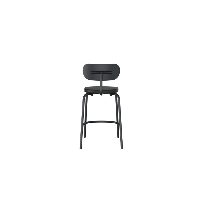 Tabouret de comptoir Khylia - noir graphite avec cuir écologique graphite, Noir