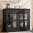 Modern Buffet Sideboard with 2 Glass Doors, Buffet Cabinet with Adjustable Shelf & Large Drawer-993270702