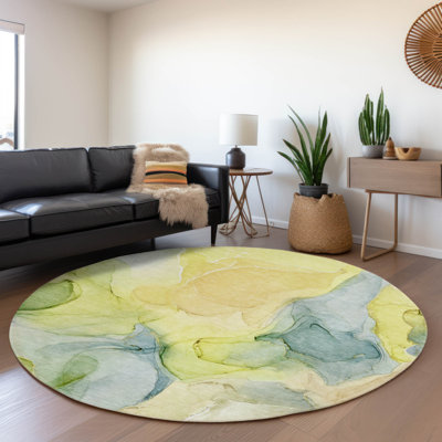 Premium Machine Washable Cerrito AMF504 Yellow Rug