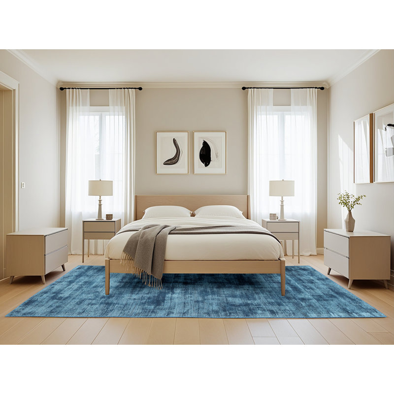Tapis de zone turquoise contemporain, Rectangle 5 pi x 8 pi