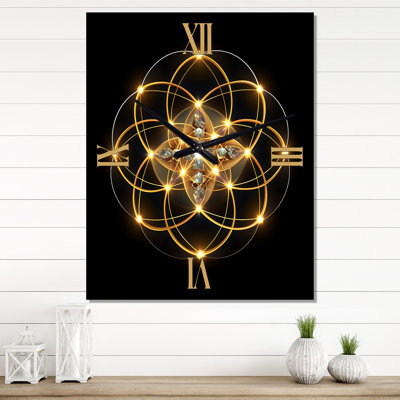 Horloge murale géométrique sacrée sur fond noir