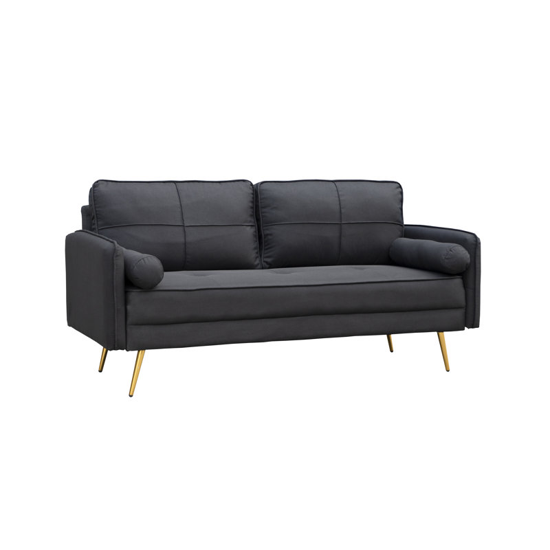 Canapé à accoudoirs roulés 70,8 po Marien, 100 % polyester noir