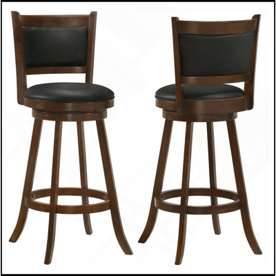 Tabouret pivotant en châtaignier et noir (ensemble de 2)