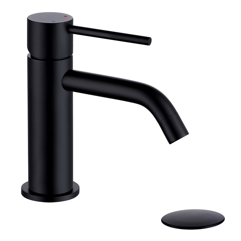 Modern Single-handle Bathroom Faucet with Drain Assembly, Black