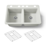 Riverby 33" Enameled Cast Iron Undermount Double Basin Kitchen Sink