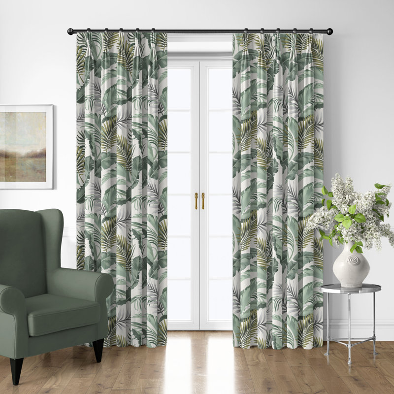 Rideau en coton Tropical Palms, L 20 po x L 96 po