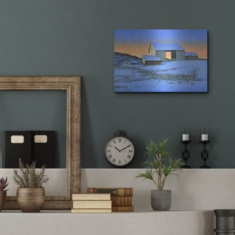  «Last Light Winter Blues» par Michael Fratrich, art mural en métal, 16 po x 12 po, H 12 po x l 16 po